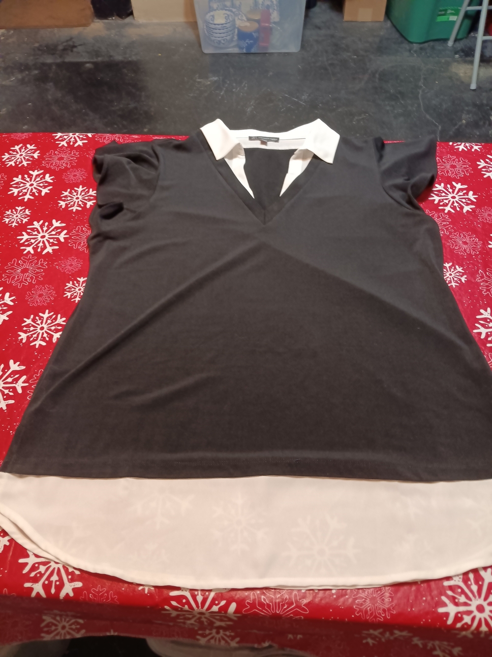Charming Collared Flutter Sleeve Top - Beige/Black - Picture 11 of 11